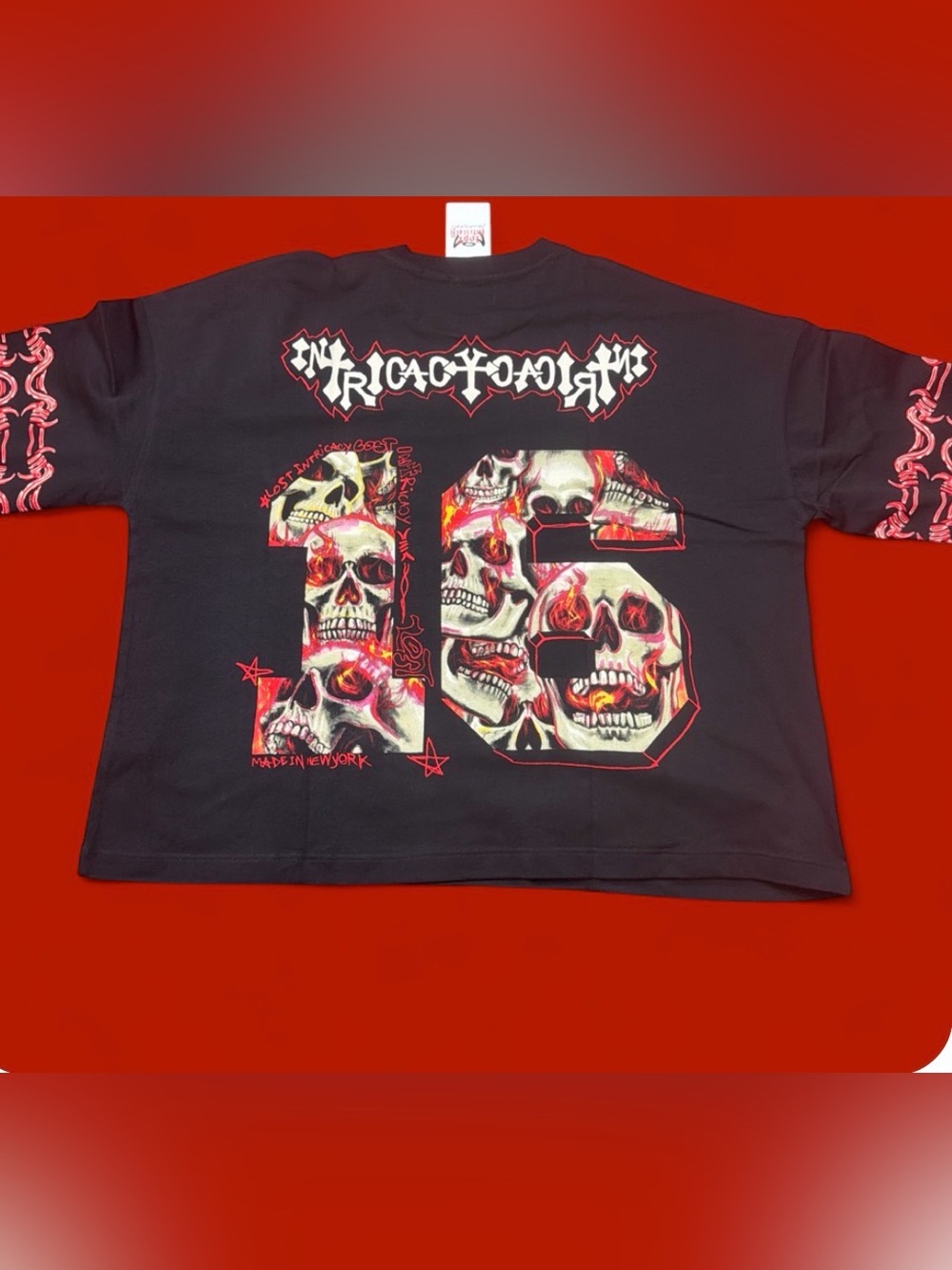 Men's Black Graphic '16' Skull Jersey Tee